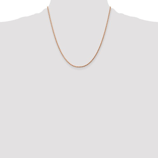 14K Rose Gold Rope Chain, 20 inches, 1.75 mm with Lobster Clasp