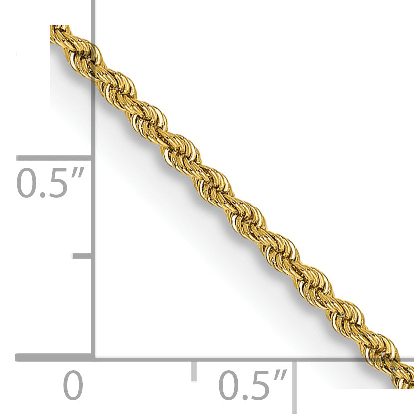 Cadena de Oro Amarillo de 14K, 14 Pulgadas, 2mm, Rope Regular con Cierre de Langosta