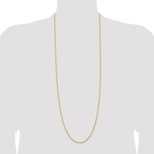 14K Yellow Gold Rope Chain – 36 Inches, 2mm with Lobster Clasp