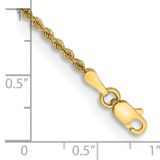 14K 7 Inch 2mm Rope Chain with Lobster Clasp (Bracelet)