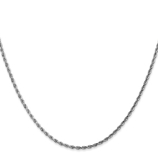 Cadena de Cuerda D/C de Oro Blanco de 10K, 1.75 mm, 24 Pulgadas