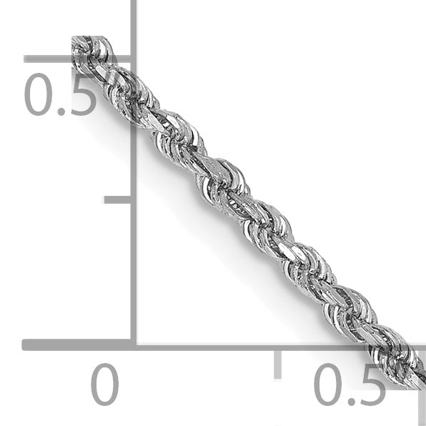Cadena de Oro Blanco de 14K – 14 pulgadas, 1.75 mm Diamond-cut con Cierre de Langosta
