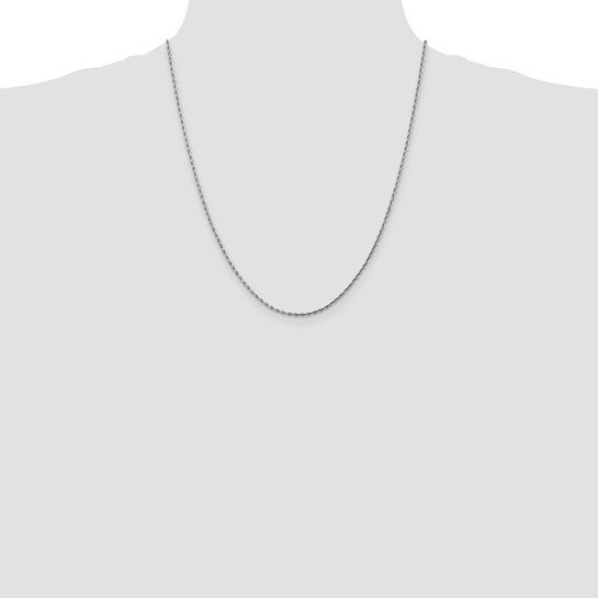 Cadena Rope de Oro Blanco 14K, 22 pulgadas, 1.75 mm con Cierre Langosta – Corte Diamante