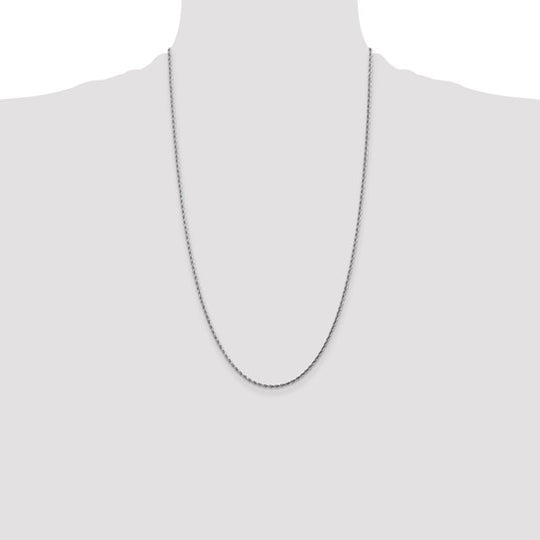 Cadena de Cuerda Diamantada de Oro Blanco de 10K – 26 Pulgadas, 1.75 mm
