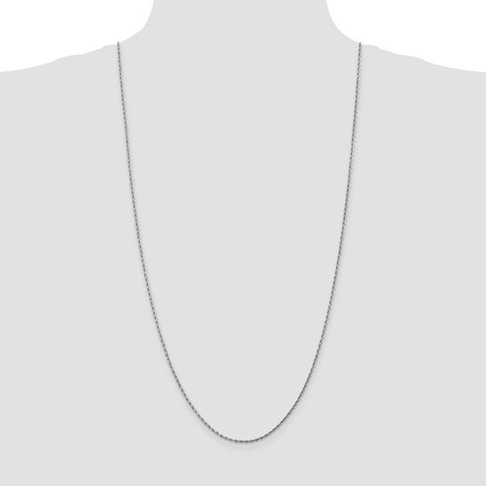 Cadena de Cuerda de Oro Blanco de 14K – 30 Pulgadas, 1.75 mm con Cierre Langosta