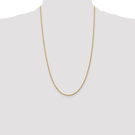 14K Yellow Gold Chain – 26 Inch, 2mm, Diamond Cut Rope Style with Lobster Clasp