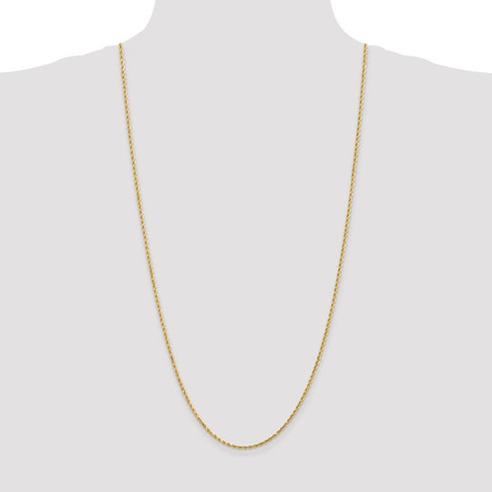 14K Yellow Gold 30 Inch 2mm Diamond Cut Rope Chain with Lobster Clasp