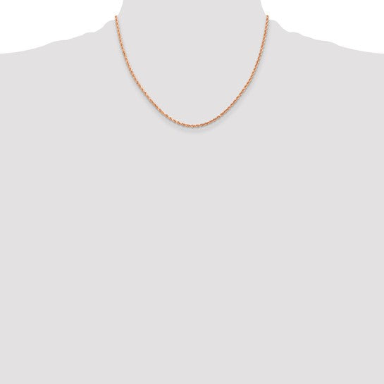 Cadena de Oro Rosa de 14K – 18 Pulgadas y 2 mm con Cierre de Langosta