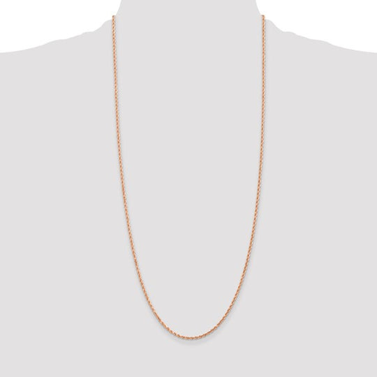 14K Rose Gold Chain, 30 Inches, 2mm, Diamond Cut, with Lobster Clasp