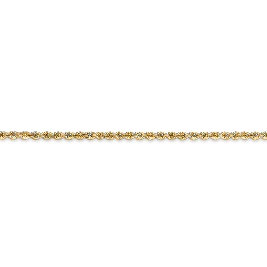 Cadena de Cuerda de Oro Amarillo 14K de 36 Pulgadas con Cierre de Langosta - 2.25 mm