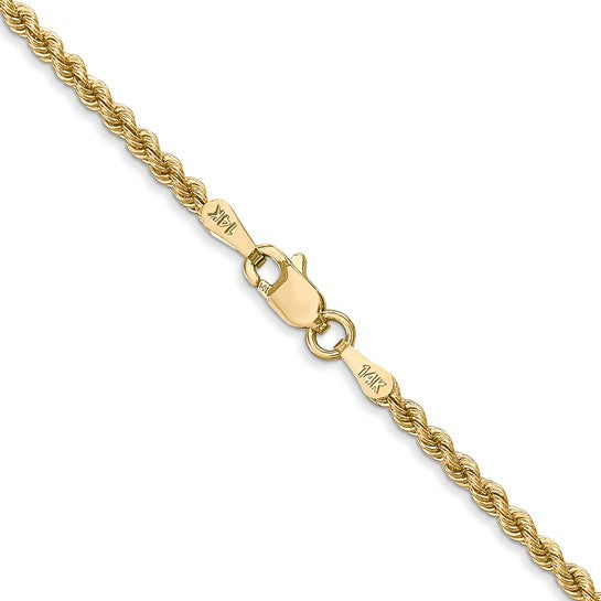 36 Inch 14K Yellow Gold Rope Chain with Lobster Clasp - 2.25 mm