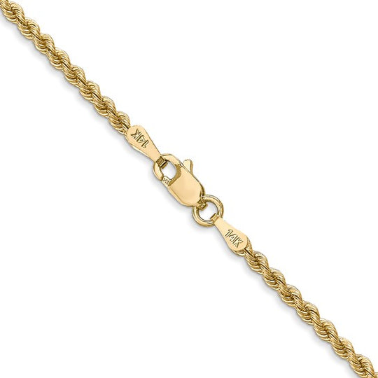 36 Inch 14K Yellow Gold Rope Chain with Lobster Clasp - 2.25 mm