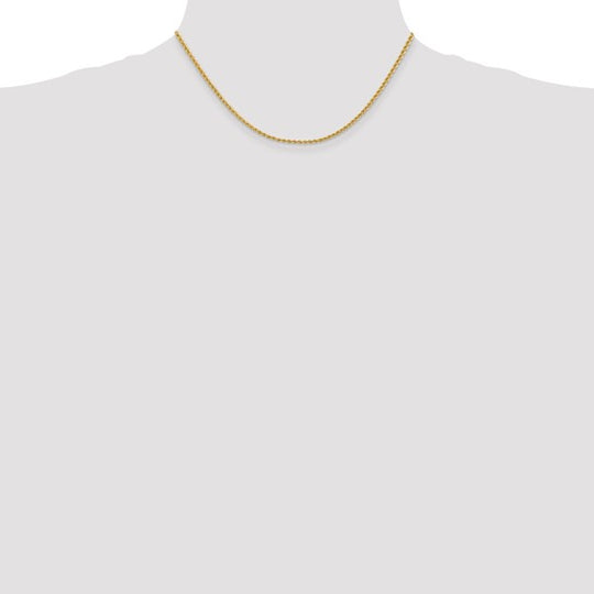 14K Regular Rope Chain, 16 inches, 2.25 mm with Lobster Clasp