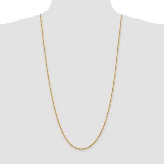 14K Yellow Gold Regular Rope Chain, 30 inches, 2.25 mm with Lobster Clasp