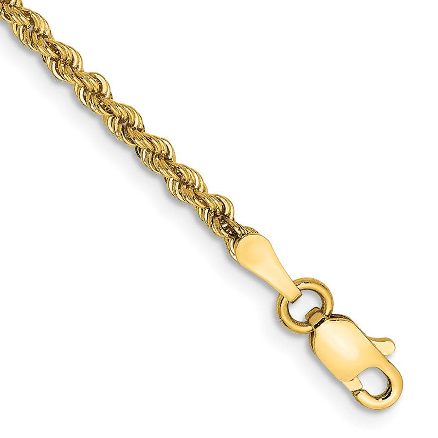 Tobillera de Cadena de Cuerda Regular de Oro Amarillo de 14K de 10 Pulgadas y 2.25 mm con Broche de Langosta