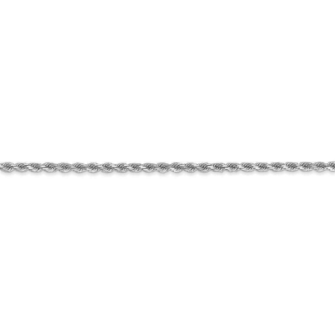 Cadena de Cuerda en Oro Blanco de 10K, 2 mm, Corte Diamante con Cierre de Langosta