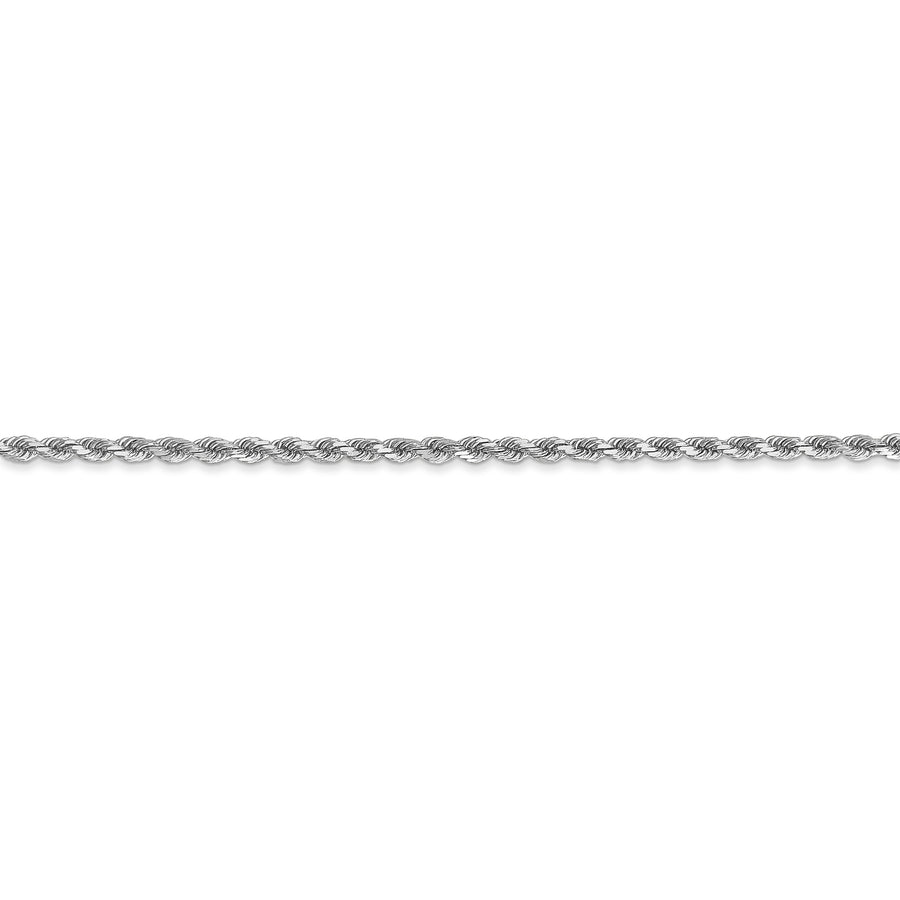 Cadena de Cuerda de Oro Blanco de 14k con Corte Diamante y Cierre de Langosta (30 pulgadas, 2mm)