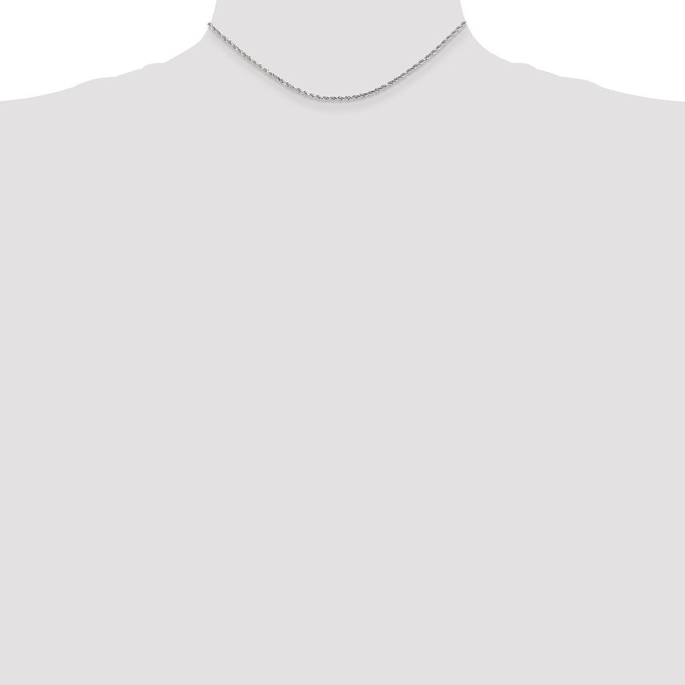 Collar de Oro Blanco de 14K de 14 Pulgadas y 2 mm con Cadena de Cuerda y Cierre de Langosta