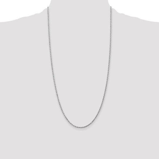 Cadena de Cuerda de Oro Blanco 10k 2mm con Corte Diamante
