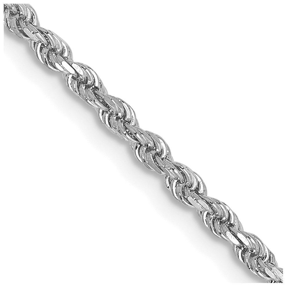Collar de Oro Blanco de 14K de 14 Pulgadas y 2 mm con Cadena de Cuerda y Cierre de Langosta