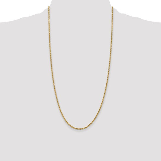14K 28 inch 2.8mm Semi-Solid Rope Chain with Lobster Clasp