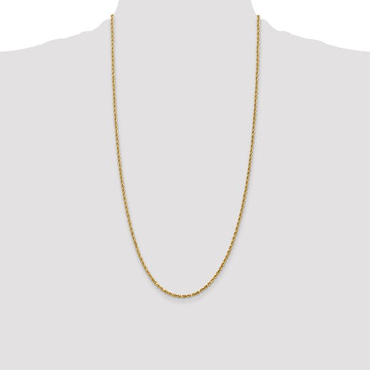 14K 28 inch 2.8mm Semi-Solid Rope Chain with Lobster Clasp