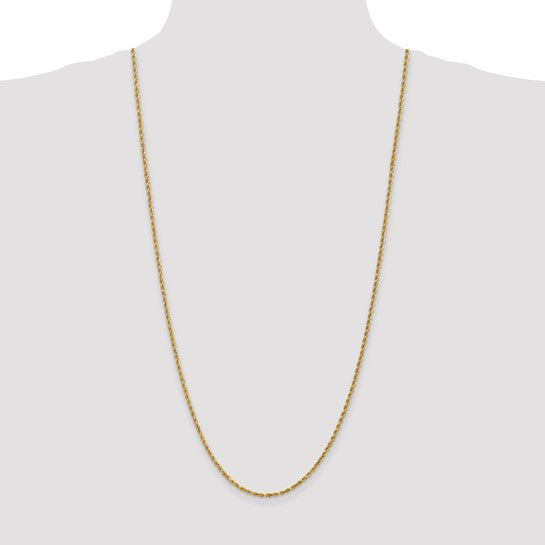 14K Yellow Gold Chain – 30 inches, 2.25 mm Diamond-cut with Lobster Clasp