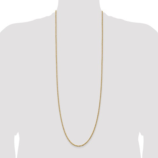 36 Inch 2.25mm Thick 14K Gold Diamond Cut Rope Chain with Lobster Clasp