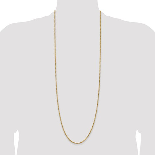 36 Inch 2.25mm Thick 14K Gold Diamond Cut Rope Chain with Lobster Clasp