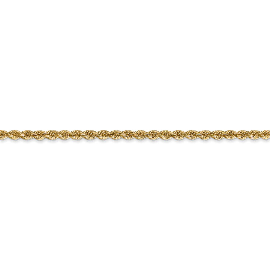 Cadena de Cuerda Regular en Oro Amarillo de 14k, 30 Pulgadas, 2.5 mm con Broche Langosta