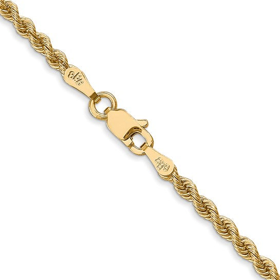 Cadena de Oro Amarillo 14K de 26 Pulgadas, 2.5mm, Rope Regular con Cierre de Langosta