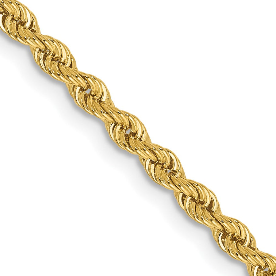Cadena de Cuerda Regular de Oro Amarillo de 14K, 16 pulgadas, 2.5 mm con Cierre de Langosta