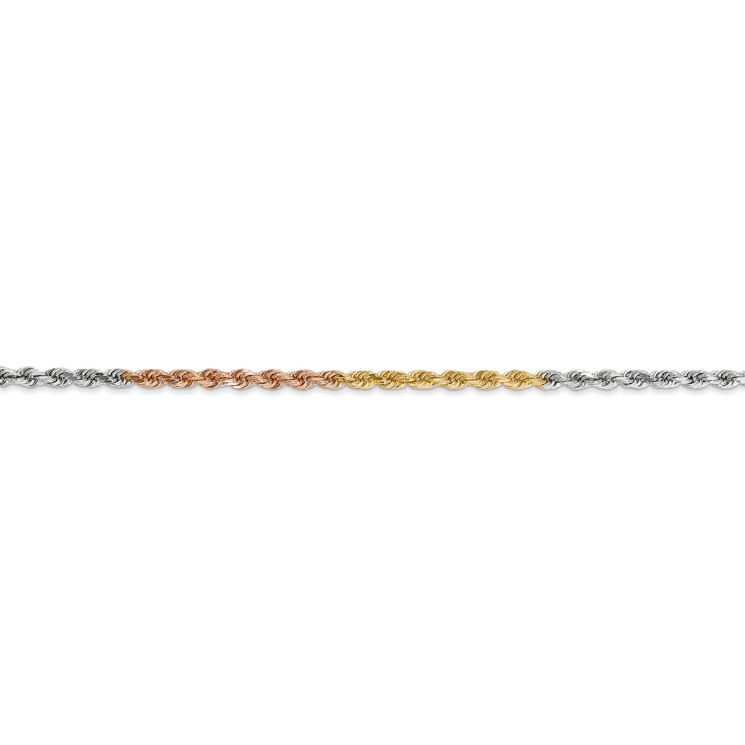 14k Gold Tri-Color Diamond-Cut Rope Chain with Lobster Clasp (20 inches, 2.5mm)
