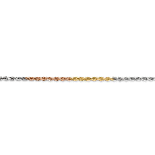 14k Gold Tri-Color Diamond-Cut Rope Chain with Lobster Clasp (20 inches, 2.5mm)