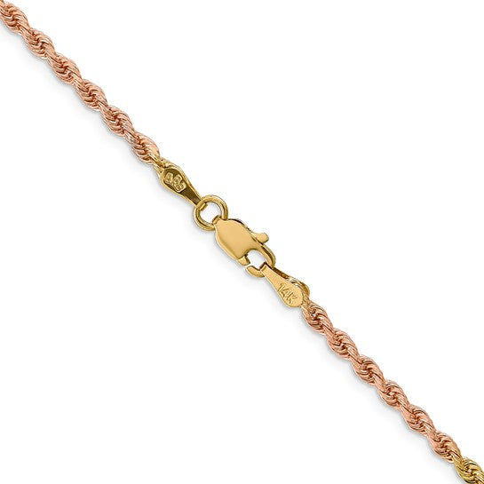 14k Gold Tri-Color Diamond-Cut Rope Chain with Lobster Clasp (20 inches, 2.5mm)