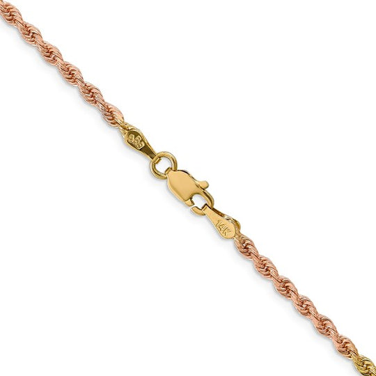 14K 22 Inch 2.5mm Diamond Cut Tri-Color Chain Necklace with Lobster Clasp