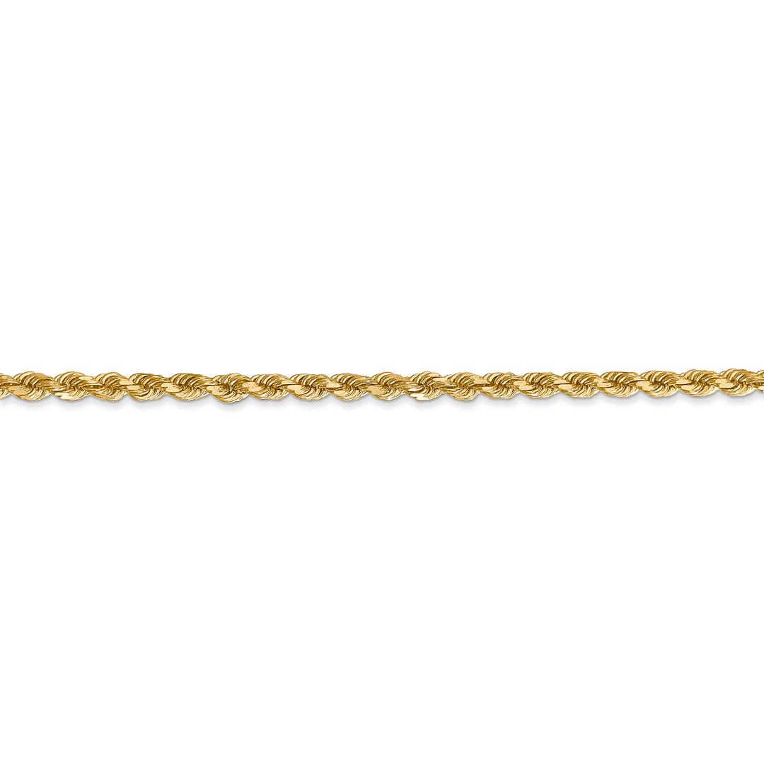  Cadena de Oro Amarillo de 14K — 26 pulgadas, 2.75 mm, Estilo Cuerda con Corte Diamante y Cierre de Langosta