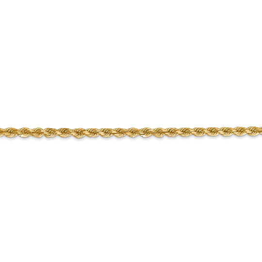  Cadena de Oro Amarillo de 14K — 26 pulgadas, 2.75 mm, Estilo Cuerda con Corte Diamante y Cierre de Langosta