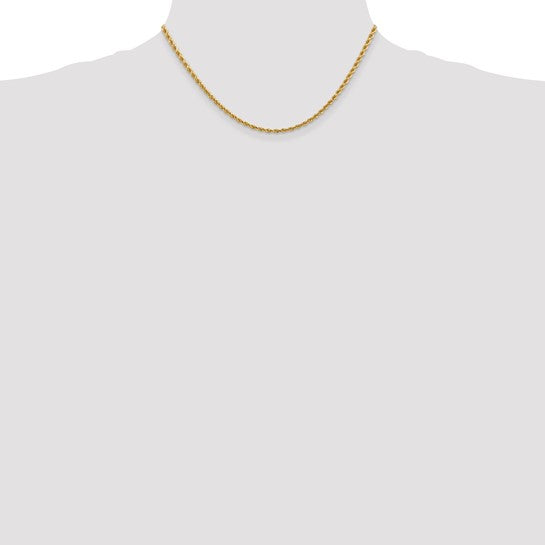 Cadena de Oro Amarillo de 14K, 16 pulgadas, 2.75 mm, Cuerda con Cierre de Langosta