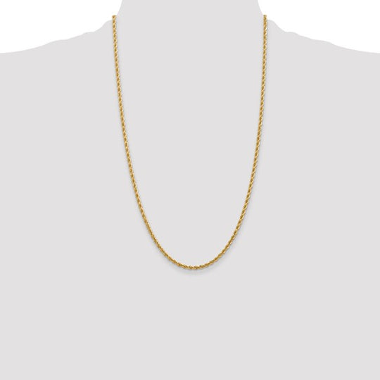 14K 28 Inch 2.75mm Rope Chain with Lobster Clasp