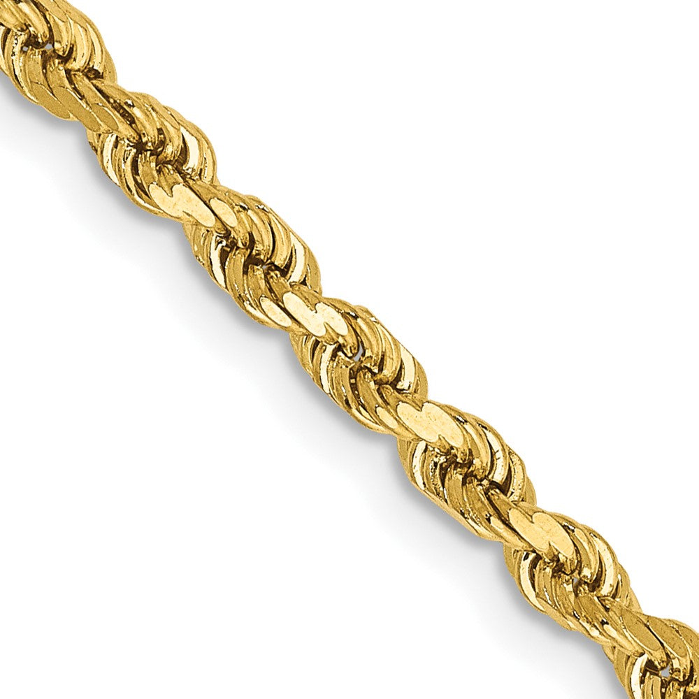  Cadena de Oro Amarillo de 14K — 26 pulgadas, 2.75 mm, Estilo Cuerda con Corte Diamante y Cierre de Langosta