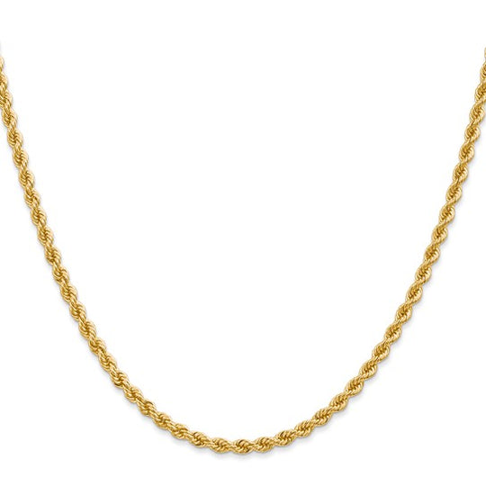 14K Yellow Gold 2.75mm Regular Rope Chain - 36 Inches