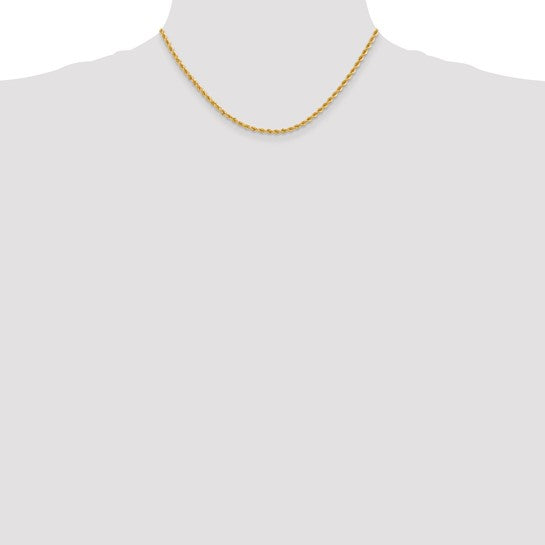 14K Yellow Gold Chain – 2.75mm Rope Style with Lobster Clasp