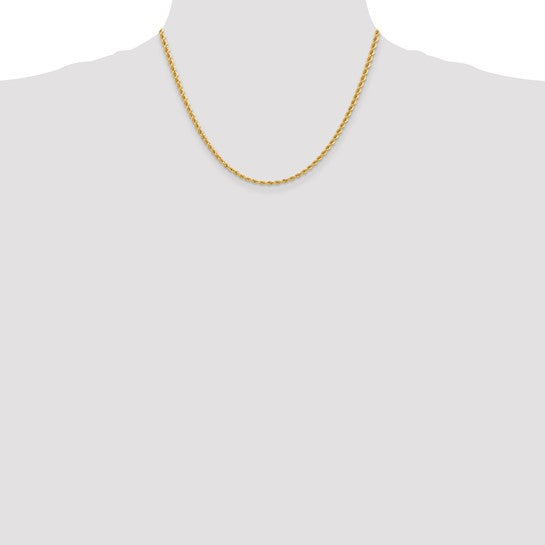 14K Regular Rope Chain, 18 Inches, 2.75 mm with Lobster Clasp