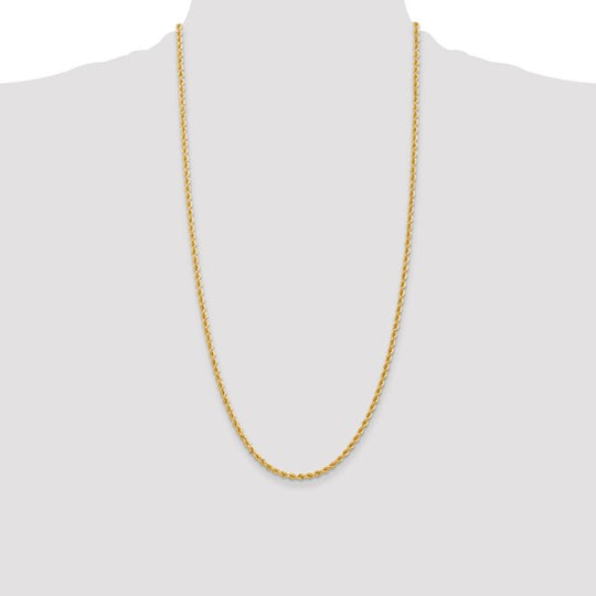 14K Yellow Gold Rope Chain – 28 Inches, 2.75 mm with Lobster Clasp