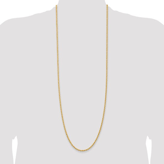Cadena de Cuerda Regular 14K Oro Amarillo de 2.75mm - 36 Pulgadas