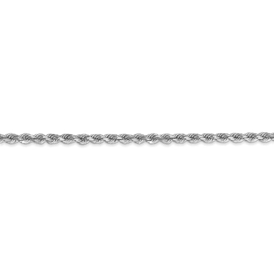 Cadena de Cuerda de Oro Blanco de 10k de 2.75mm con Corte Diamante y Cierre de Langosta