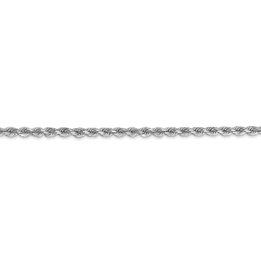 Cadena de Cuerda de Oro Blanco 10K de 2.75 mm con Corte Diamante - 18 Pulgadas