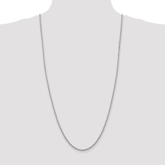 Cadena de Cuerda de Oro Blanco de 10k de 2.75mm con Corte Diamante y Cierre de Langosta