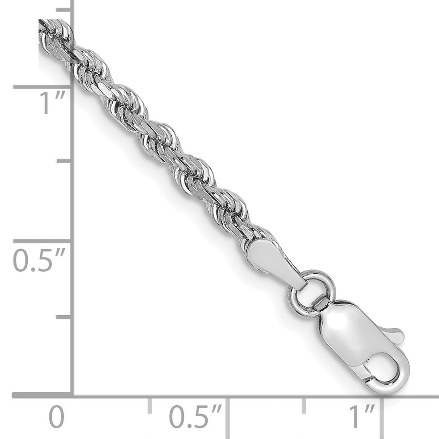 Pulsera de Oro Blanco 14K de 7 Pulgadas y 2.75 mm con Corte de Diamante y Cierre de Langosta